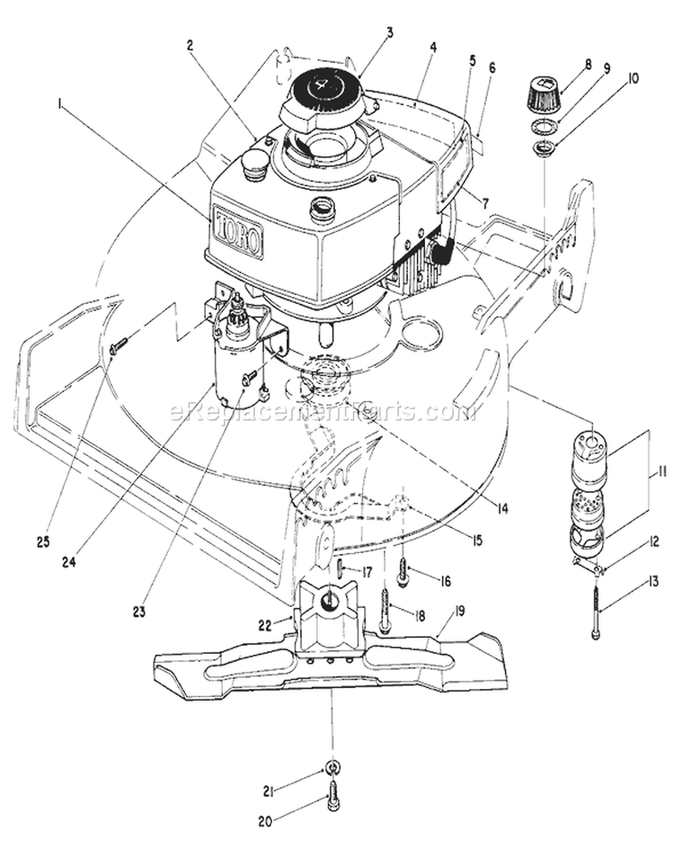 Engine Assembly Diagram and Parts List for 20715 4000001-4999999 - 1984 Toro Lawn Mower