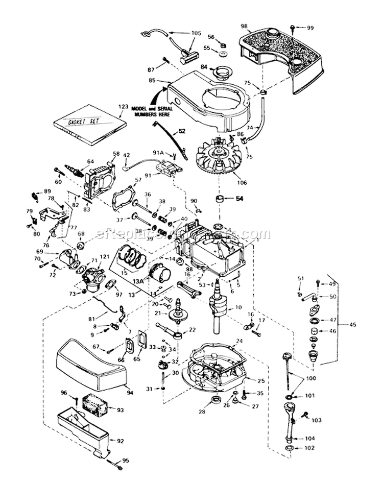 Engine Diagram and Parts List for 20715 4000001-4999999 - 1984 Toro Lawn Mower