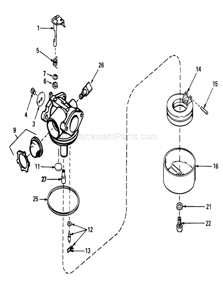 Carburetor Diagram and Parts List for 20715 5000001-5999999 - 1985 Toro Lawn Mower