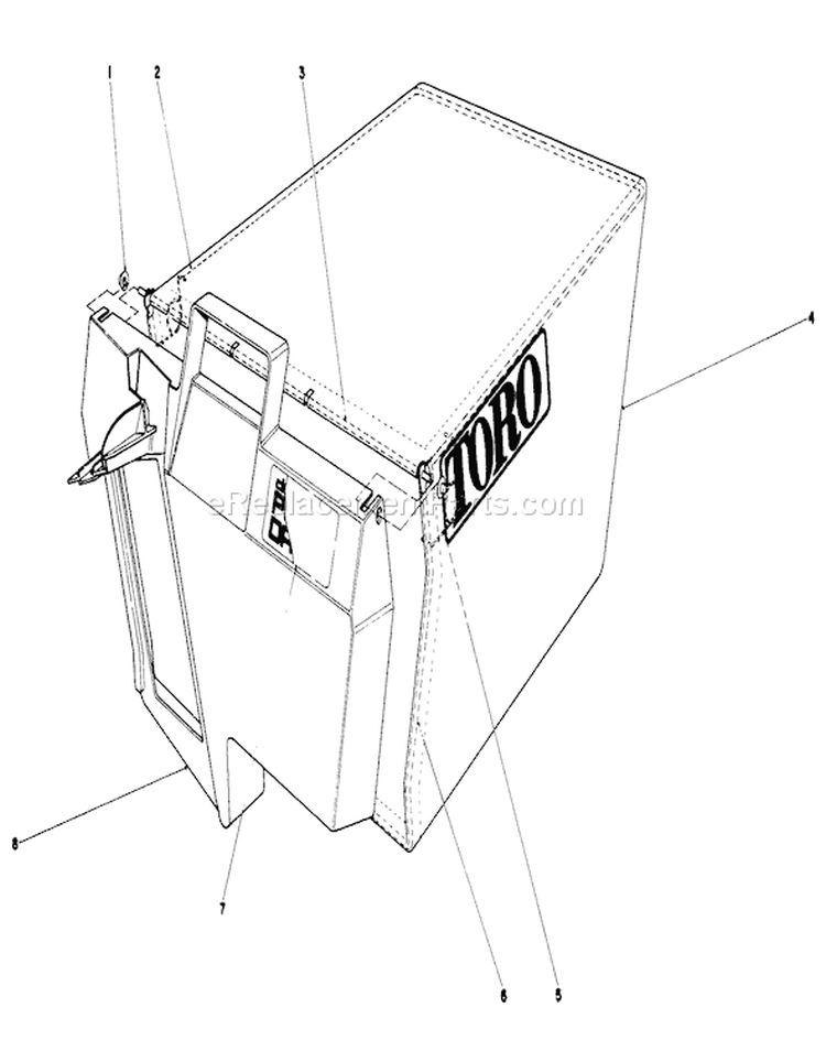 Grass Bag Assembly Diagram and Parts List for 20715 5000001-5999999 - 1985 Toro Lawn Mower