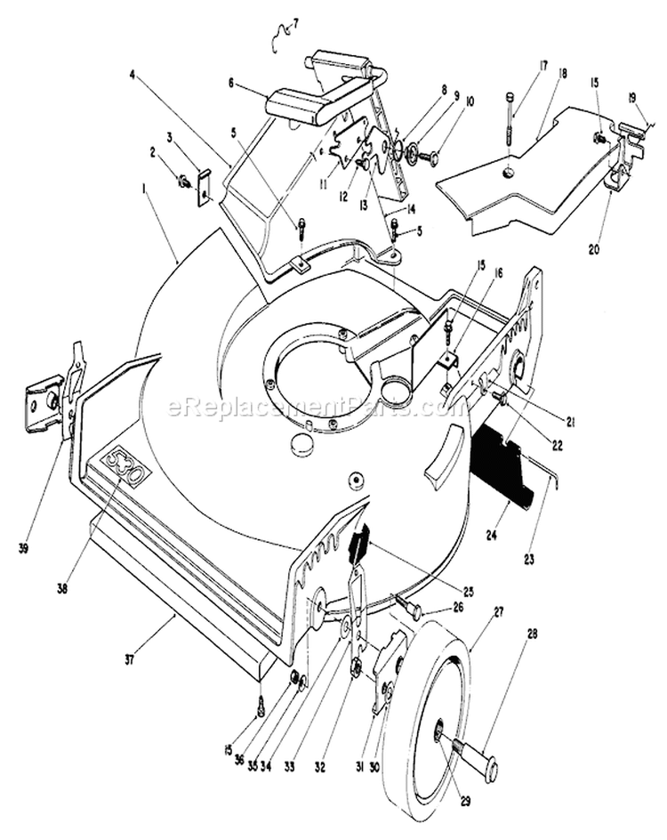Housing Assembly Diagram and Parts List for 20715 5000001-5999999 - 1985 Toro Lawn Mower