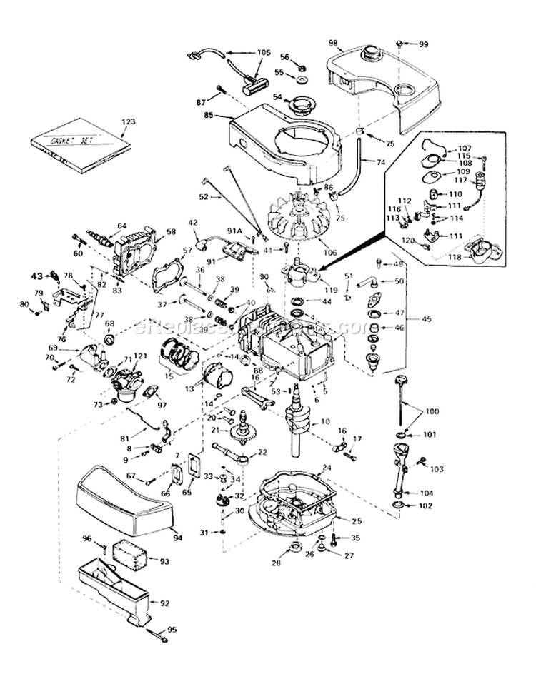 Engine Diagram and Parts List for 20715 9000001-9999999 - 1979 Toro Lawn Mower