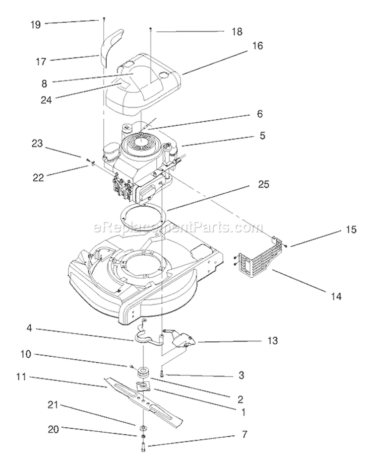 Engiine Assembly Diagram and Parts List for 20716 8900001-8999999 - 1998 Toro Lawn Mower