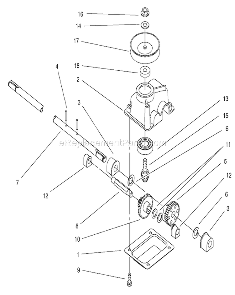 Gear Case Assembly Diagram and Parts List for 20716 8900001-8999999 - 1998 Toro Lawn Mower