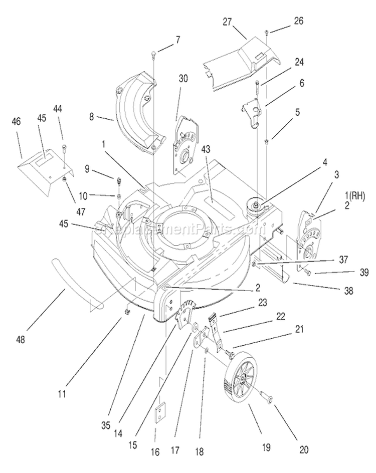 Housing Assembly Diagram and Parts List for 20716 8900001-8999999 - 1998 Toro Lawn Mower