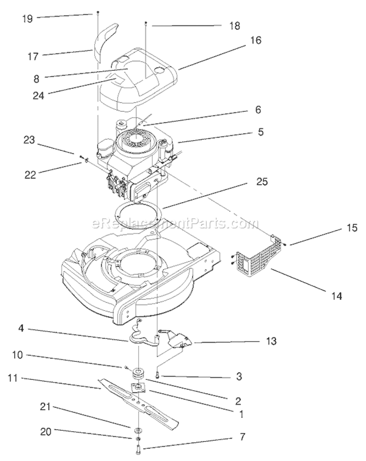 Engine Assembly Diagram and Parts List for 20716 9900001-9999999 - 1999 Toro Lawn Mower
