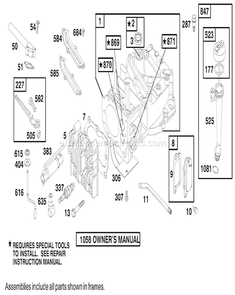 Engine Diagram and Parts List for 20716 9900001-9999999 - 1999 Toro Lawn Mower