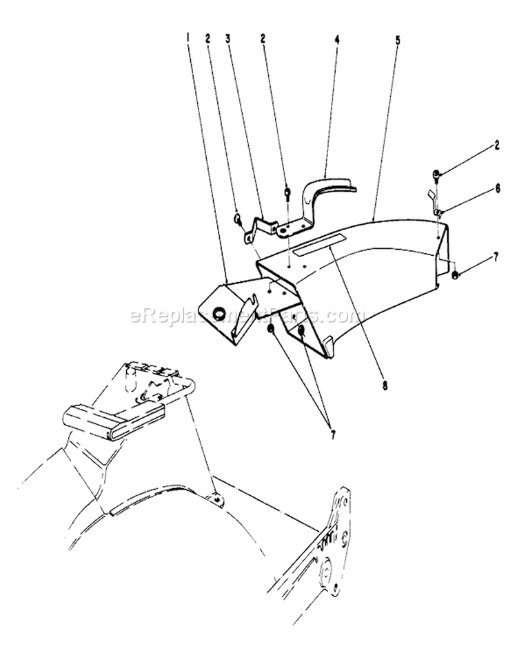 Side Discharge Chute Diagram and Parts List for 20718C 6000001-6999999 - 1986 Toro Lawn Mower