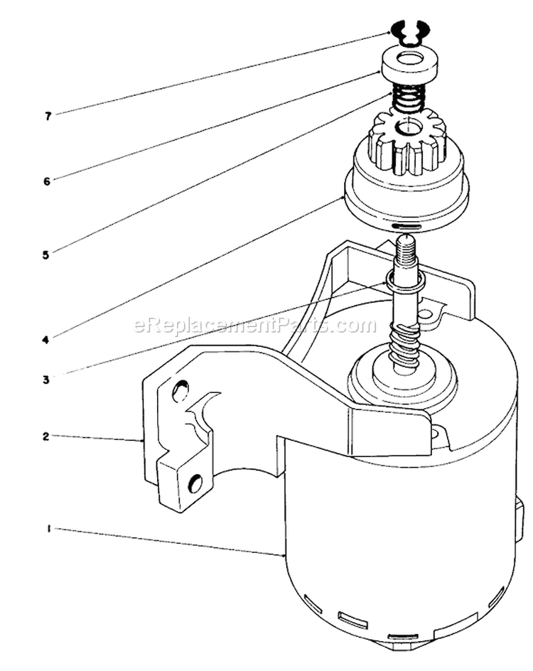 Starter Assembly Diagram and Parts List for 20718C 6000001-6999999 - 1986 Toro Lawn Mower