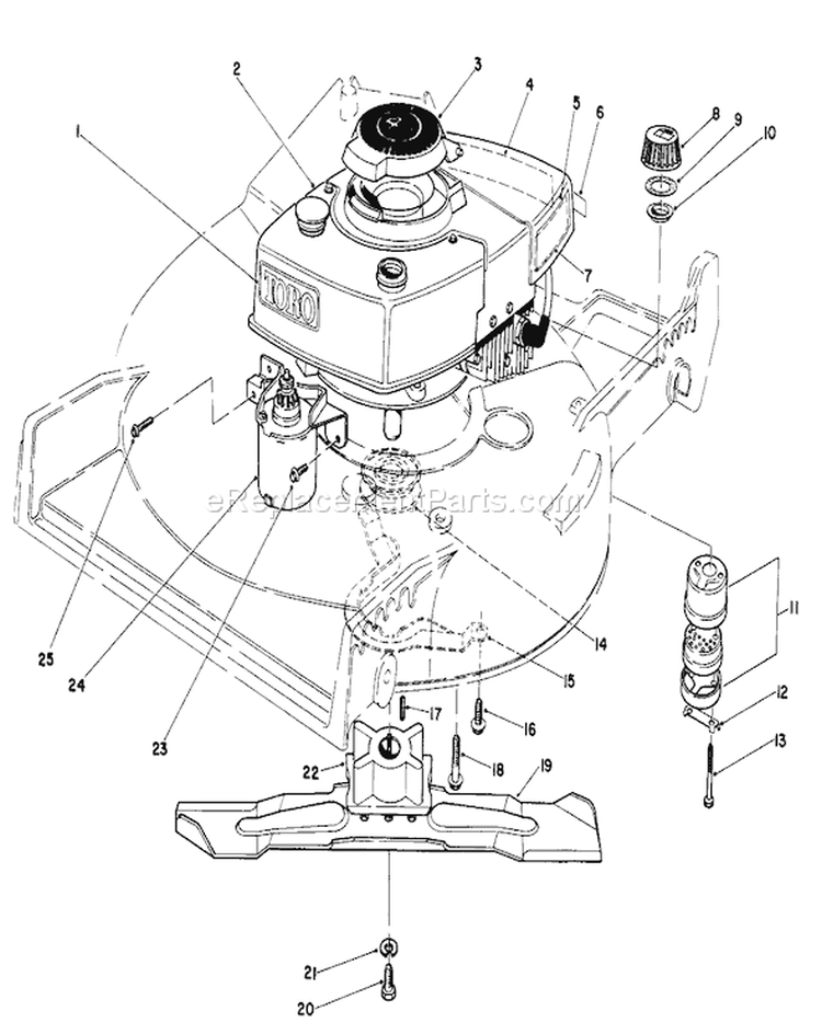 Engine Assembly Diagram and Parts List for 20718 5000001-5999999 - 1985 Toro Lawn Mower