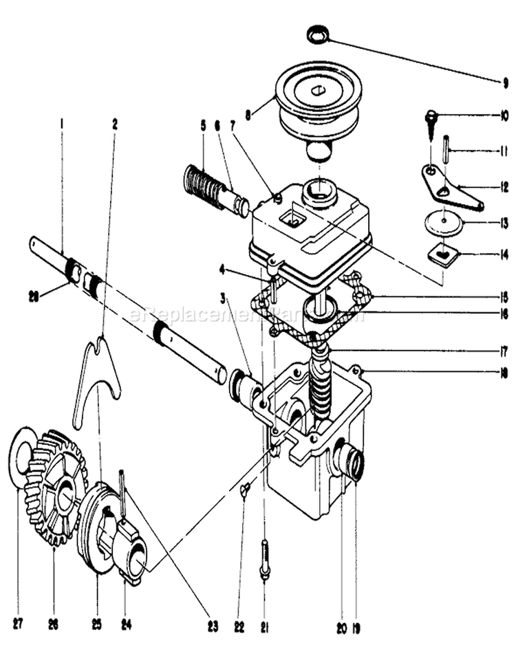Gear Case Assembly Diagram and Parts List for 20725 9000001-9999999 - 1979 Toro Lawn Mower