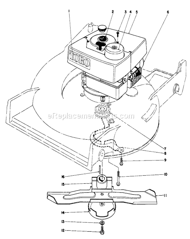 Engine Assembly Diagram and Parts List for 20735 0000001-0999999 - 1980 Toro Lawn Mower