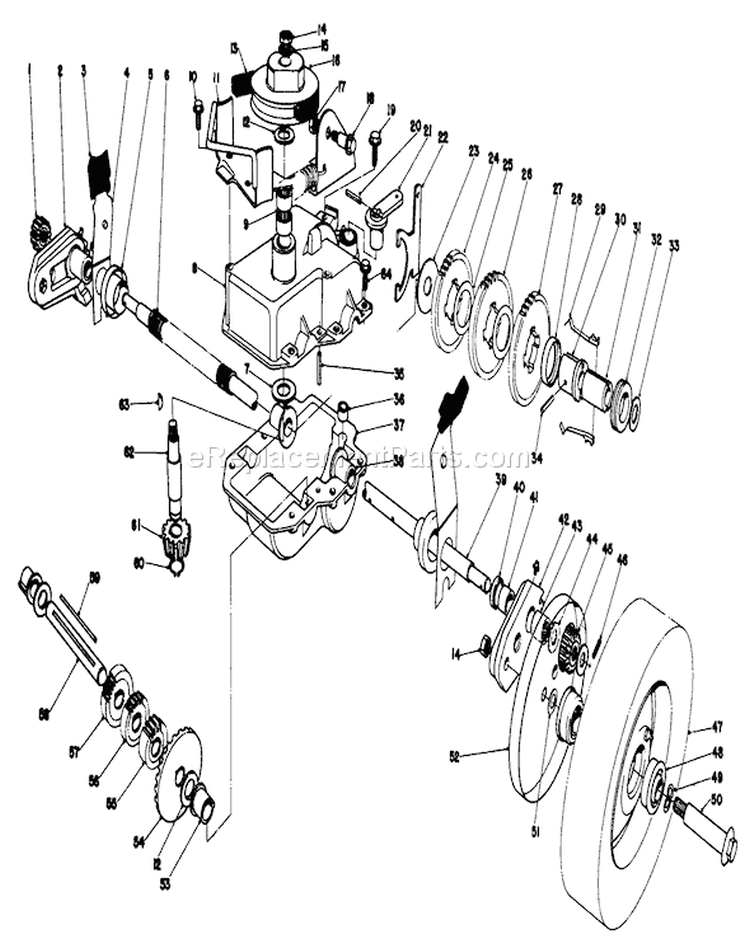 Gear Case Assembly Diagram and Parts List for 20735 0000001-0999999 - 1980 Toro Lawn Mower