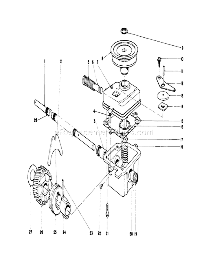 Gear Case Assembly Diagram and Parts List for 20740 8000001-8999999 - 1978 Toro Lawn Mower