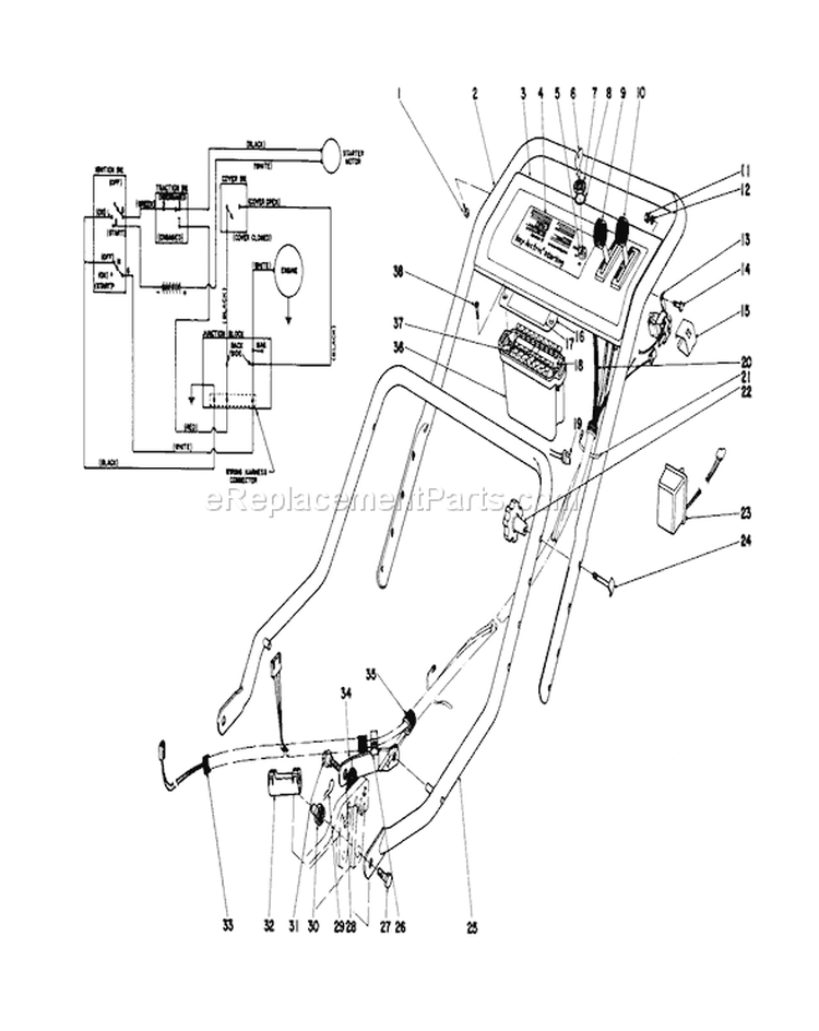 Handle Assembly Diagram and Parts List for 20740 8000001-8999999 - 1978 Toro Lawn Mower