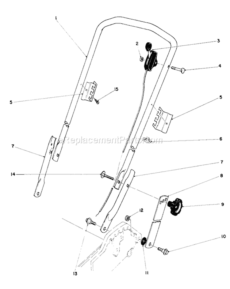 Handle Assembly Diagram and Parts List for 20742 4000001-4999999 - 1984 Toro Lawn Mower