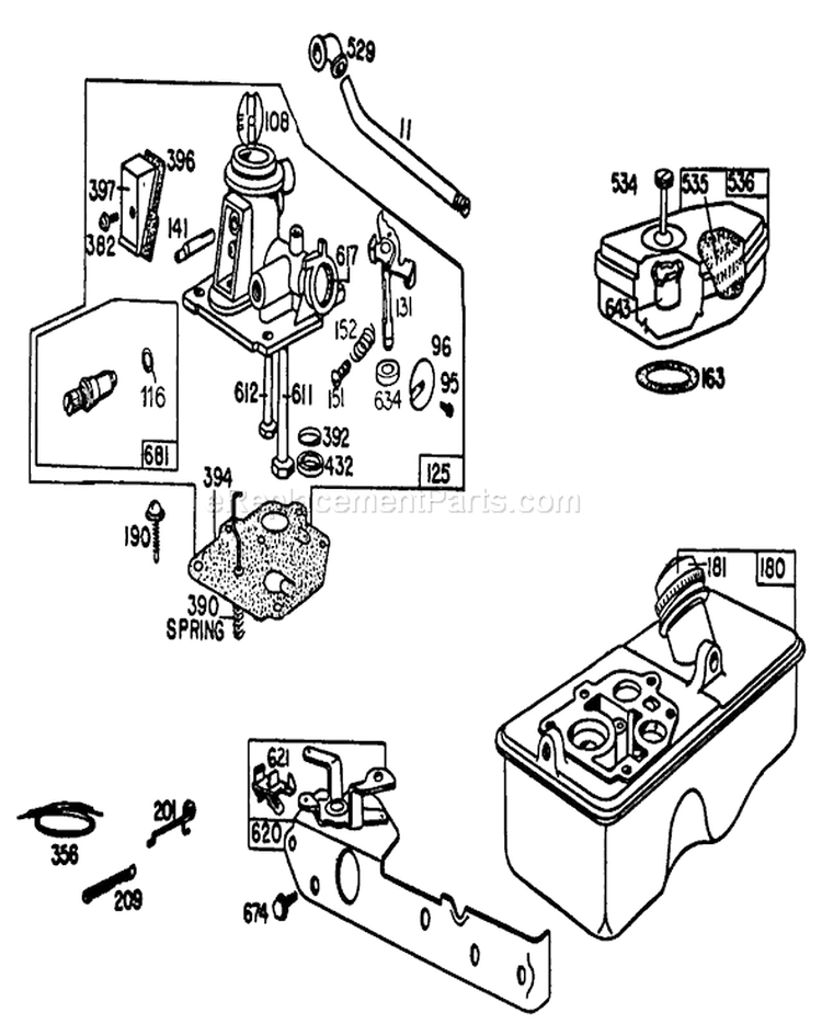 Engine Diagram and Parts List for 20742C 5000001-5999999 - 1985 Toro Lawn Mower
