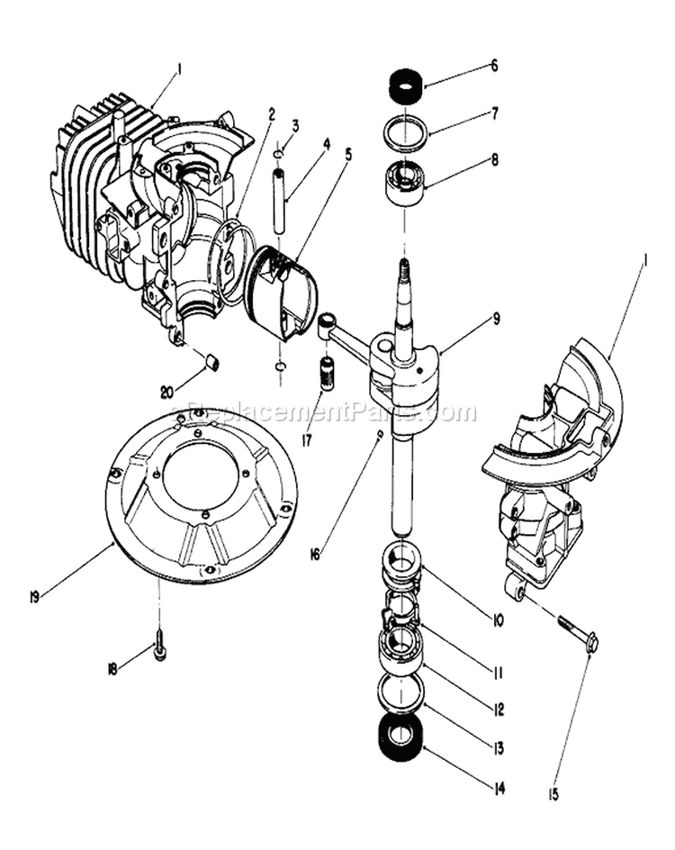 Crankshaft Assembly Diagram and Parts List for 20745C 6000001-6999999 - 1986 Toro Lawn Mower