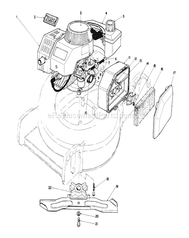 Engine Assembly Diagram and Parts List for 20745C 7000001-7999999 - 1987 Toro Lawn Mower