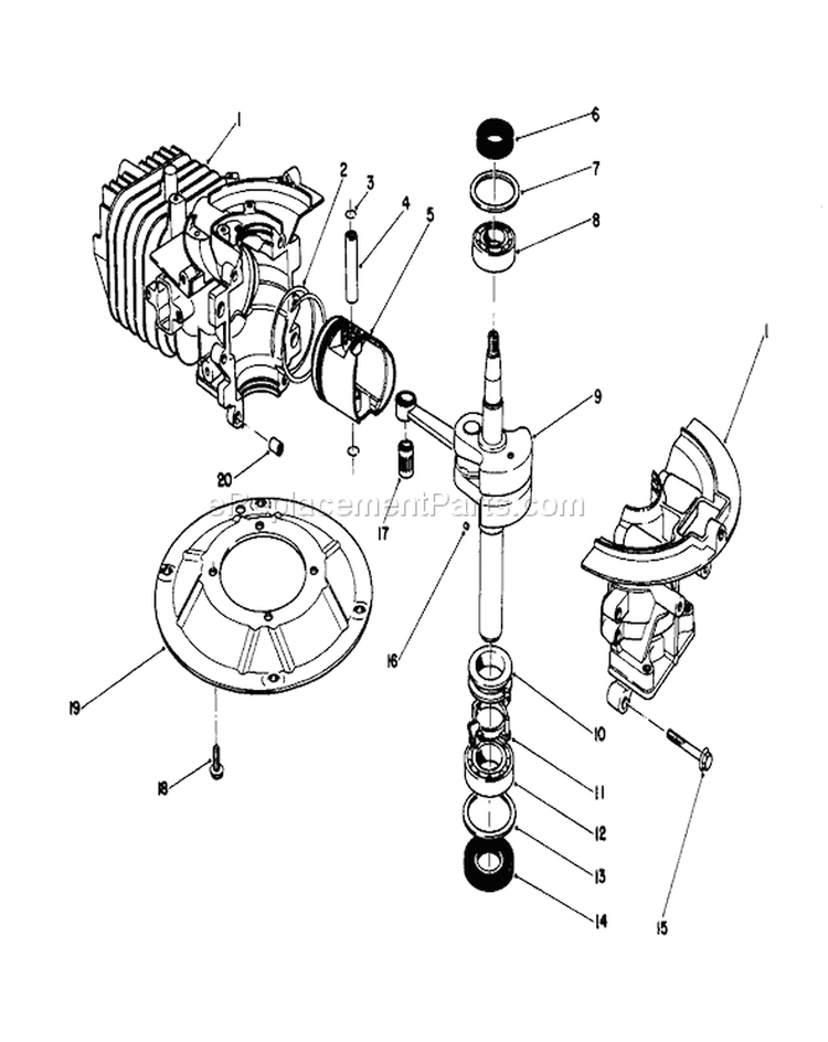 Crankshaft Assembly Diagram and Parts List for 20745C 8000001-8999999 - 1988 Toro Lawn Mower