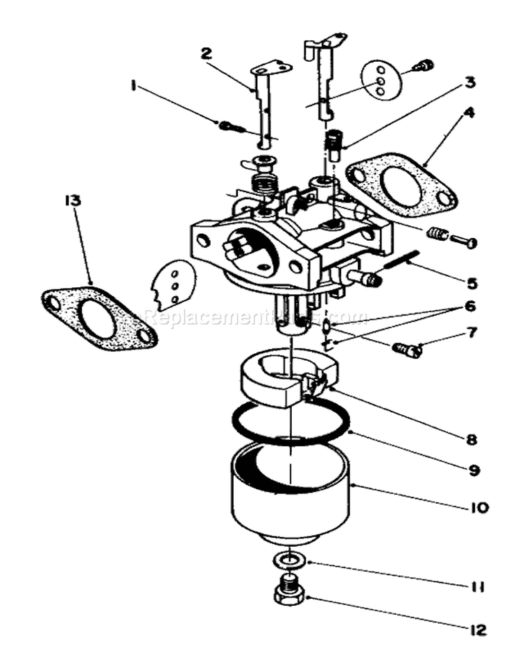 Carburetor Assembly Diagram and Parts List for 20745 4000001-4999999 - 1984 Toro Lawn Mower