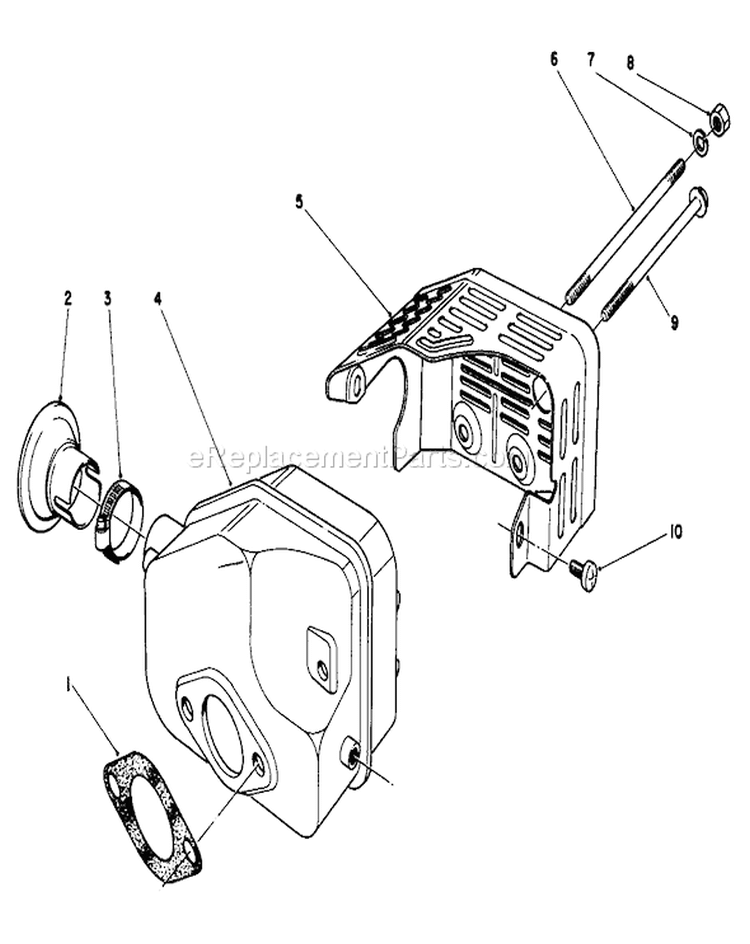 Muffler Assembly Diagram and Parts List for 20747C 6000001-6999999 - 1986 Toro Lawn Mower