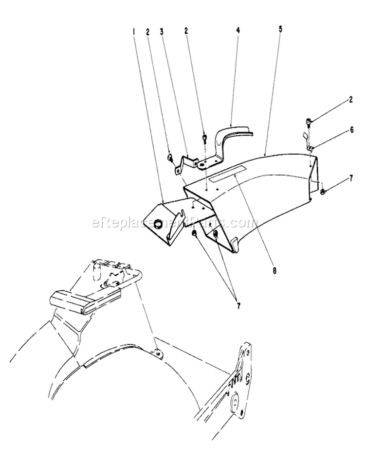 Side Discharge Chute Diagram and Parts List for 20747C 6000001-6999999 - 1986 Toro Lawn Mower
