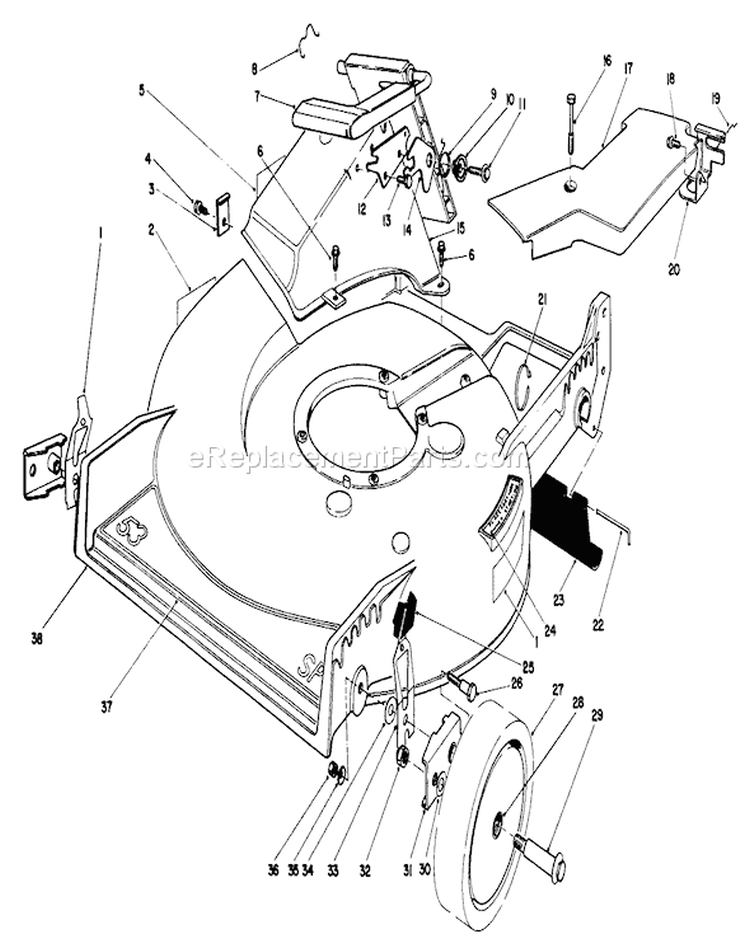 Housing Assembly Diagram and Parts List for 20747C 7000001-7999999 - 1987 Toro Lawn Mower