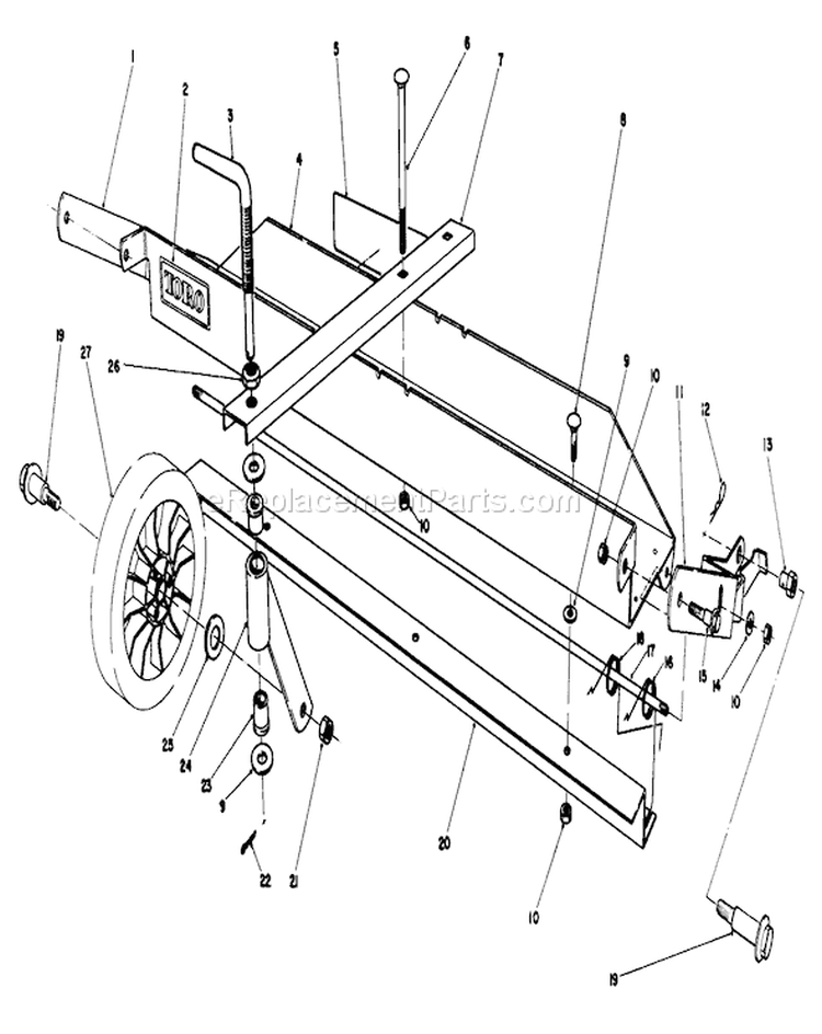 Dethatcher Kit Diagram and Parts List for 20747C 7000001-7999999 - 1987 Toro Lawn Mower
