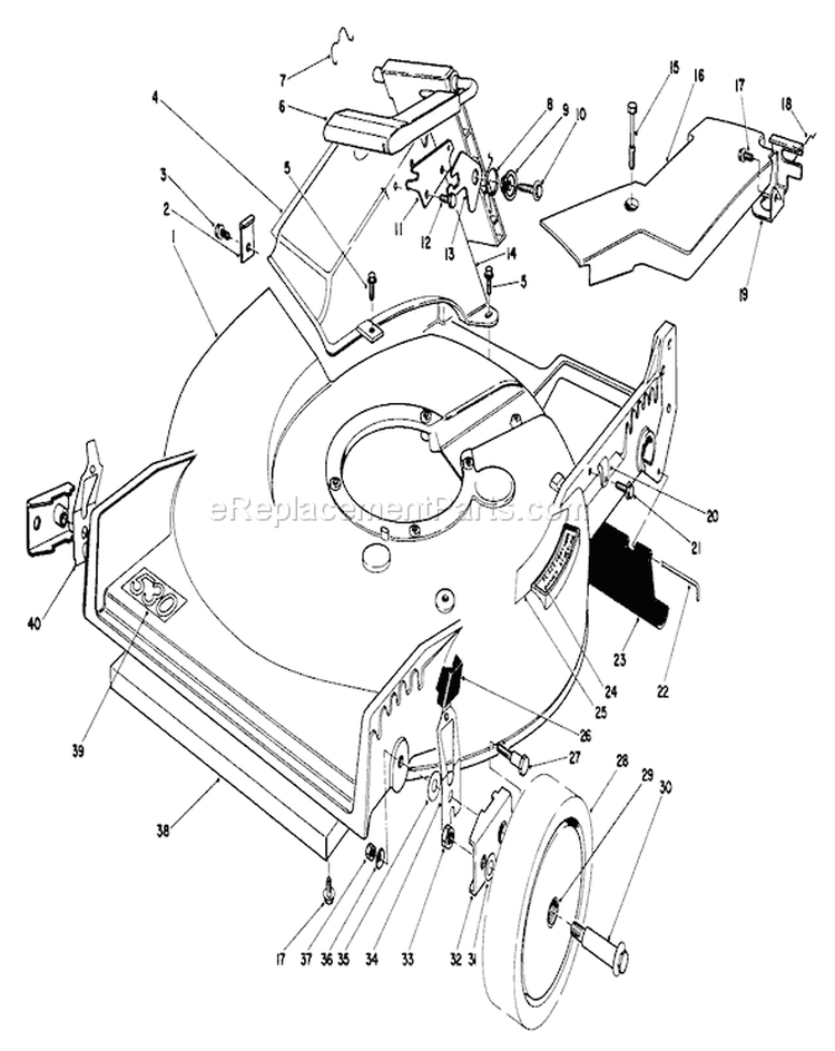 Housing Assembly Diagram and Parts List for 20747 5000001-5999999 - 1985 Toro Lawn Mower
