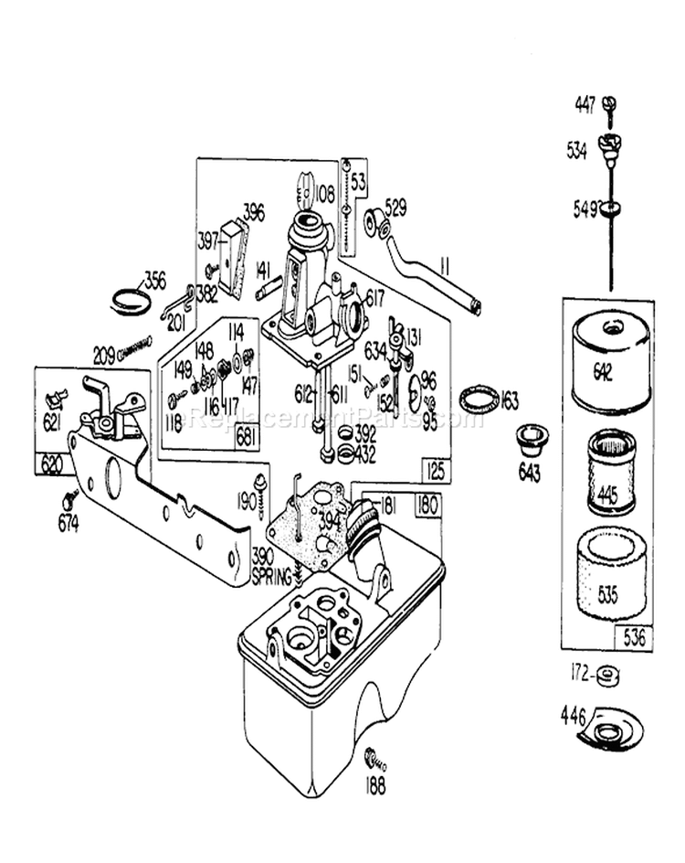 Carburetor Assembly Diagram and Parts List for 20750 8000001-8999999 - 1978 Toro Lawn Mower