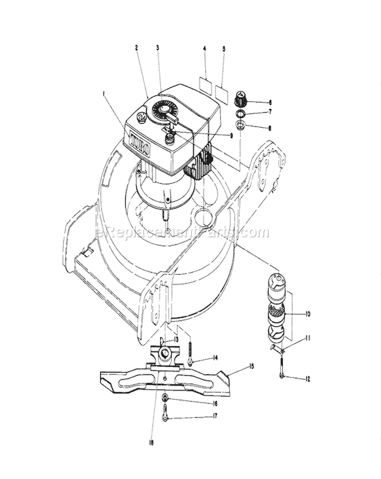 Engine Assembly Diagram and Parts List for 20752 8000001-8999999 - 1978 Toro Lawn Mower