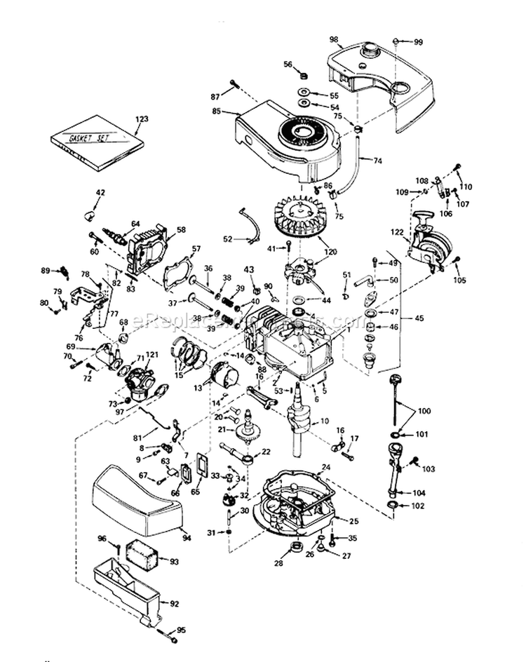 Engine Diagram and Parts List for 20752 8000001-8999999 - 1978 Toro Lawn Mower