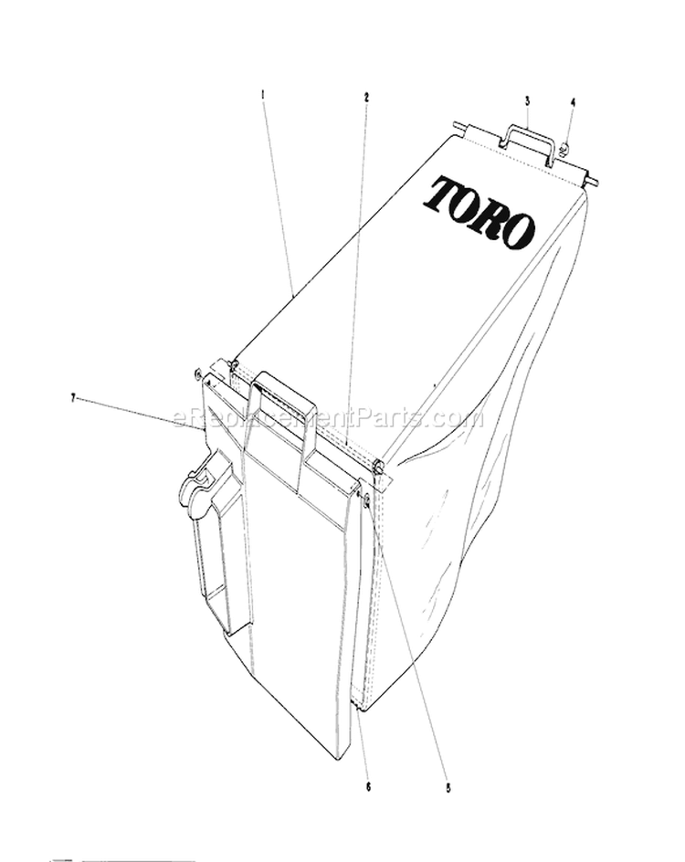 Grass Bag Assembly Diagram and Parts List for 20752 8000001-8999999 - 1978 Toro Lawn Mower