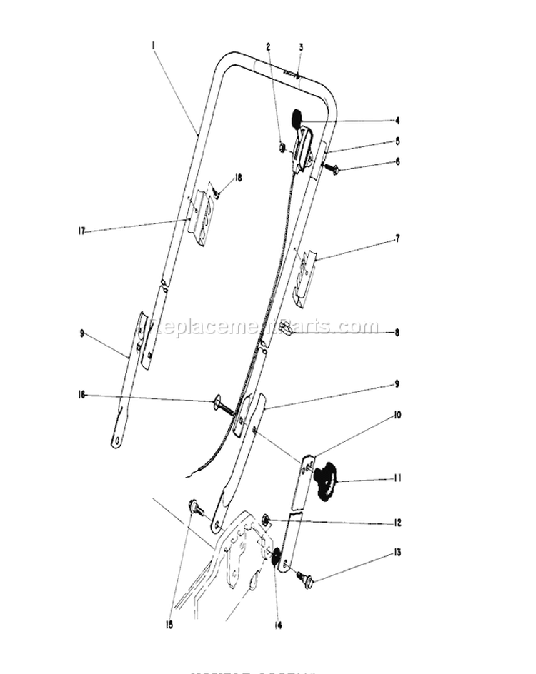 Handle Assembly Diagram and Parts List for 20752 8000001-8999999 - 1978 Toro Lawn Mower