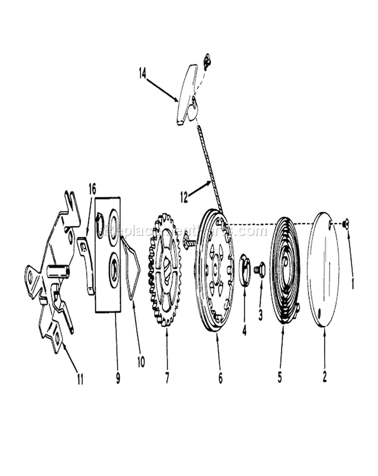 Rewind Starter Diagram and Parts List for 20752 8000001-8999999 - 1978 Toro Lawn Mower