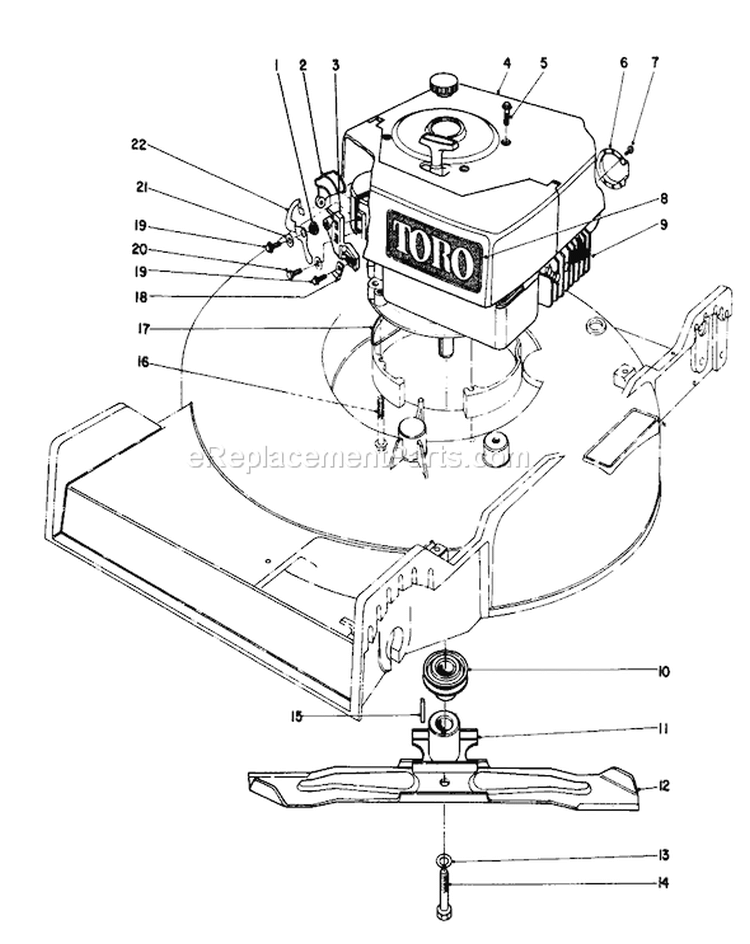 Engine Assembly Diagram and Parts List for 20755 2000001-2999999 - 1982 Toro Lawn Mower