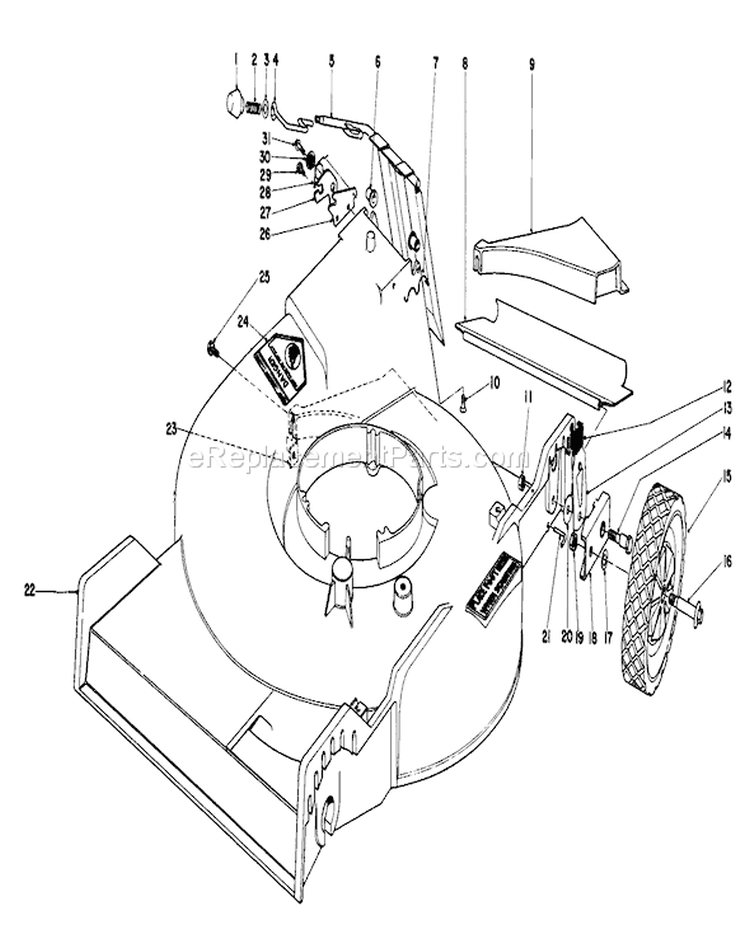 Housing Assembly Diagram and Parts List for 20755 2000001-2999999 - 1982 Toro Lawn Mower