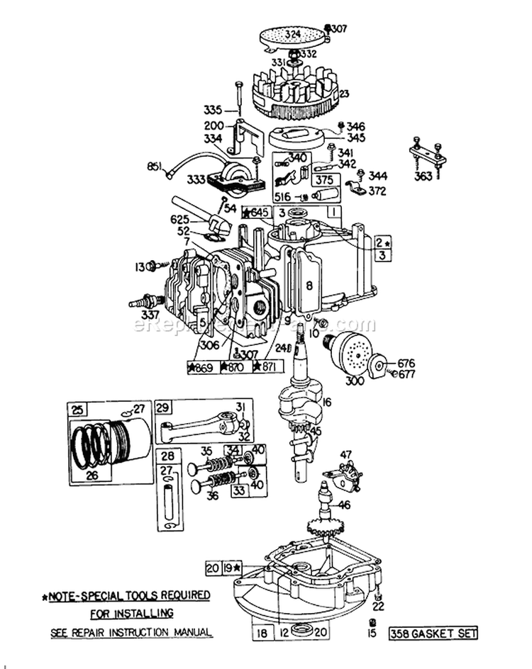 Engine Diagram and Parts List for 20755 9000001-9999999 - 1979 Toro Lawn Mower