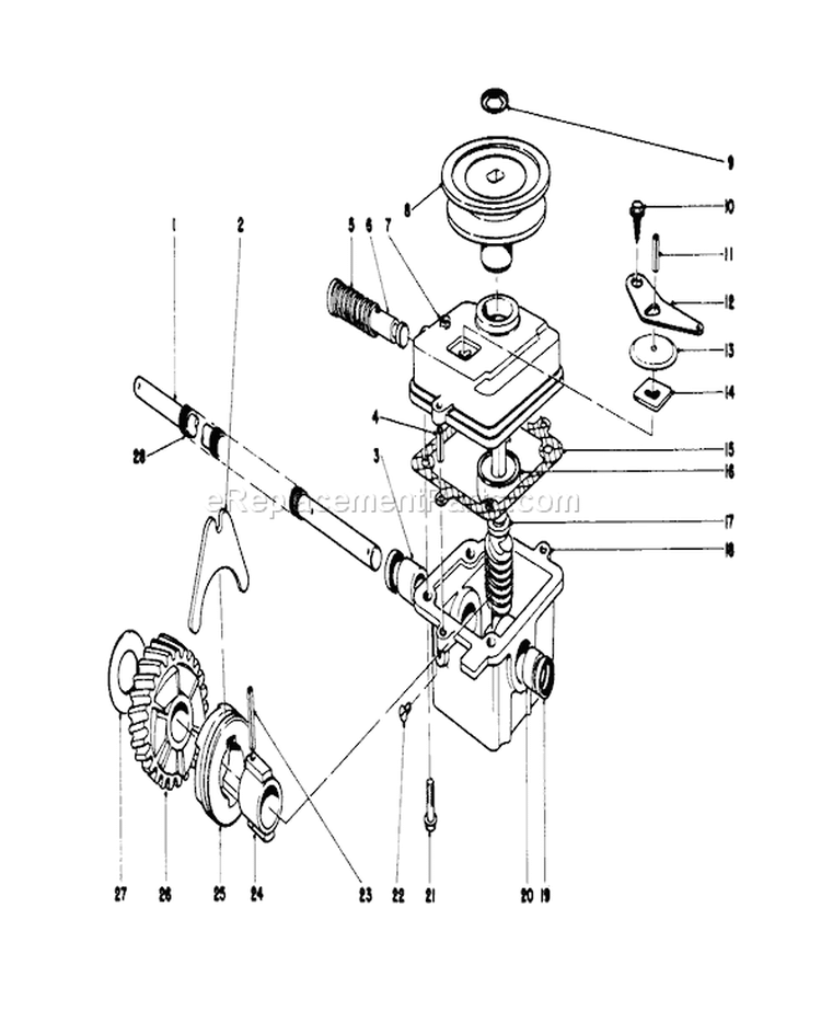 Gear Case Assembly Diagram and Parts List for 20755 9000001-9999999 - 1979 Toro Lawn Mower