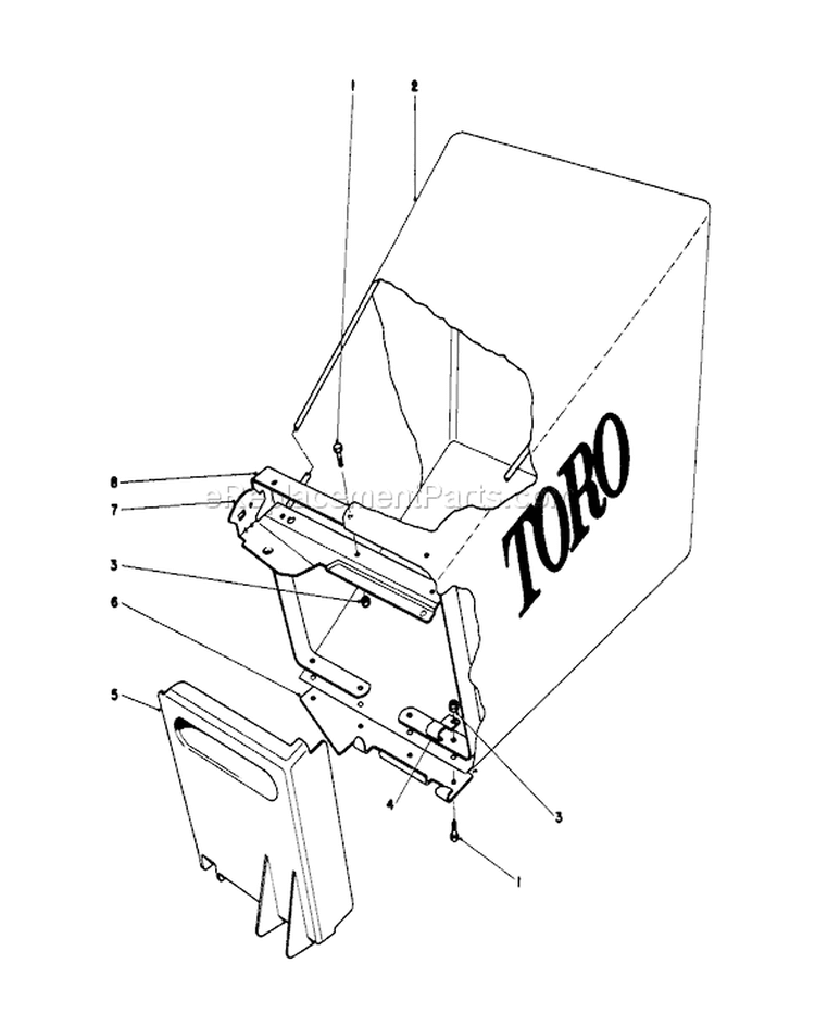 Grass Bag Assembly Diagram and Parts List for 20755 9000001-9999999 - 1979 Toro Lawn Mower