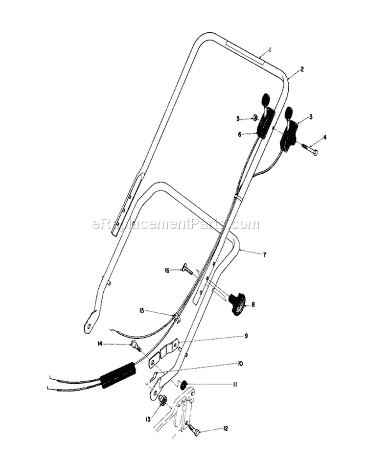 Handle Assembly Diagram and Parts List for 20755 9000001-9999999 - 1979 Toro Lawn Mower