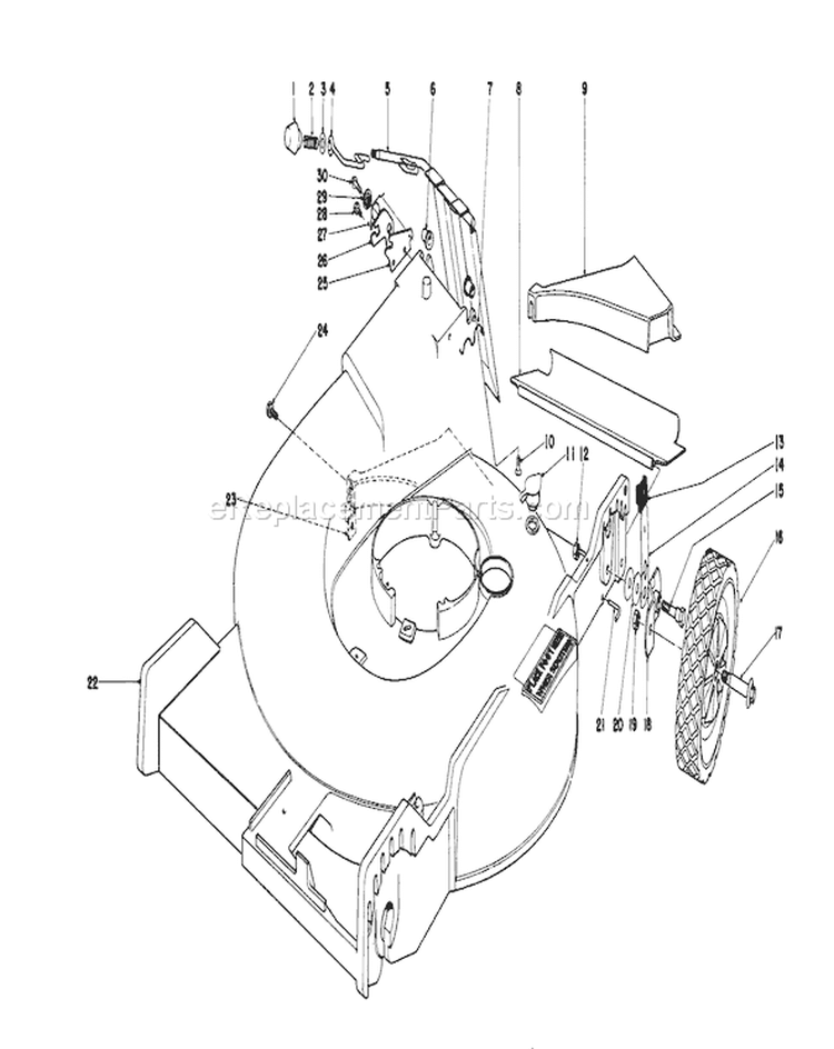 Housing Assembly Diagram and Parts List for 20755 9000001-9999999 - 1979 Toro Lawn Mower
