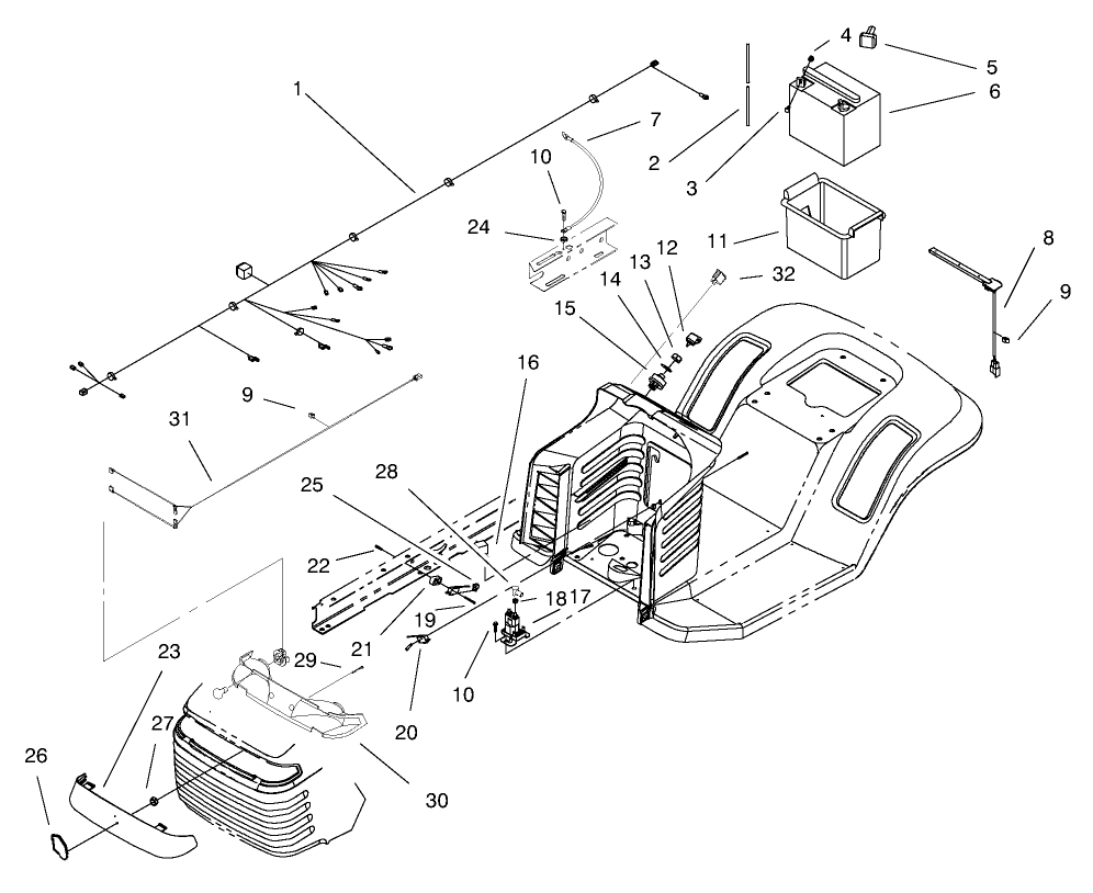 Electrical Assembly Diagram and Parts List for 71205 6900001 - 6999999 Toro Lawn Tractor