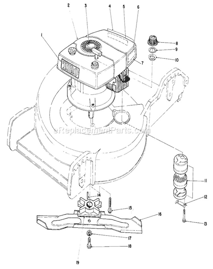 Engine Assembly Diagram and Parts List for 20758 3000001-3999999 - 1983 Toro Lawn Mower