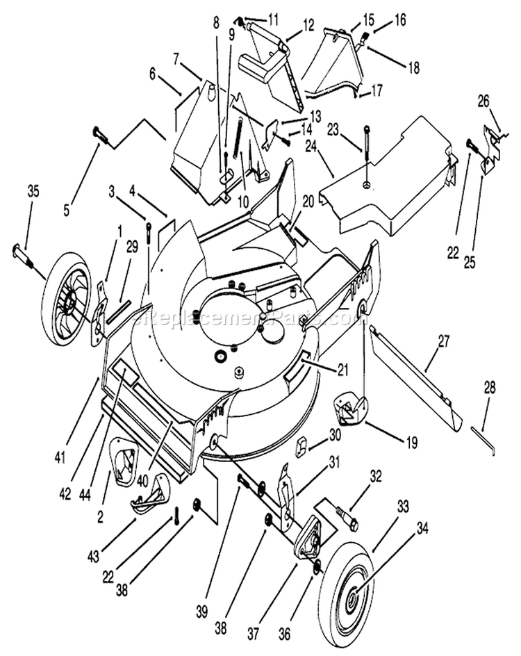 Housing Assembly Diagram and Parts List for 20761B 39000001-39999999 - 1993 Toro Lawn Mower