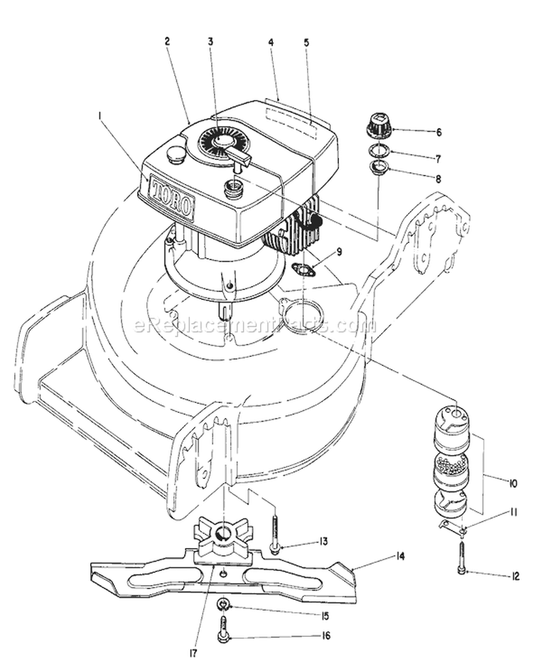 Engine Assembly Diagram and Parts List for 20762C 5000001-5999999 - 1985 Toro Lawn Mower