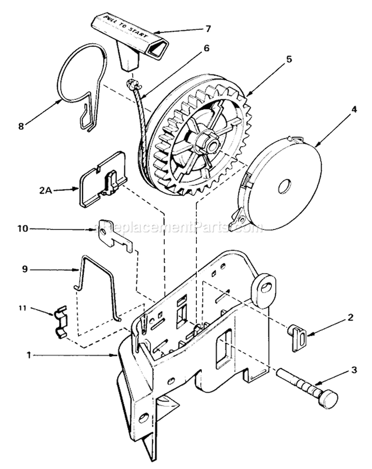 Rewind Starter Diagram and Parts List for 20762C 5000001-5999999 - 1985 Toro Lawn Mower