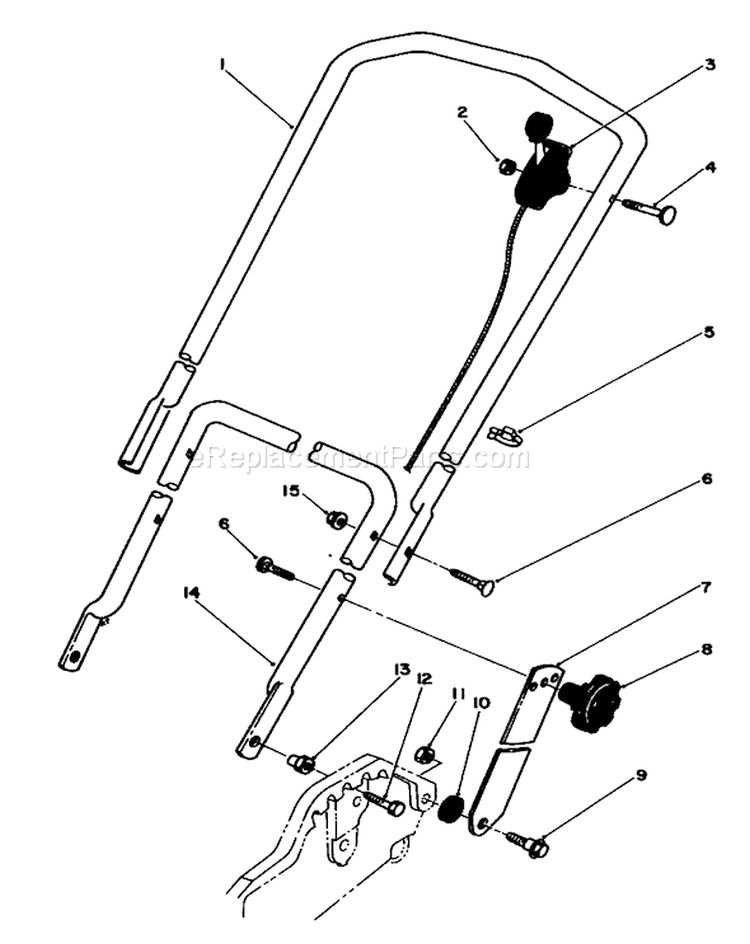 Handle Assembly Diagram and Parts List for 20762C 6000001-6999999 - 1986 Toro Lawn Mower