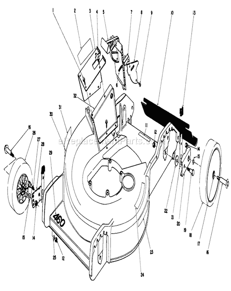 Housing Assembly Diagram and Parts List for 20762C 6000001-6999999 - 1986 Toro Lawn Mower